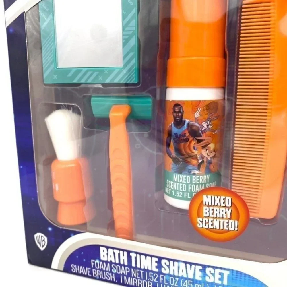 Space Jam Kids Bath Time Shave Set Soap Mirror Razor Brush Comb